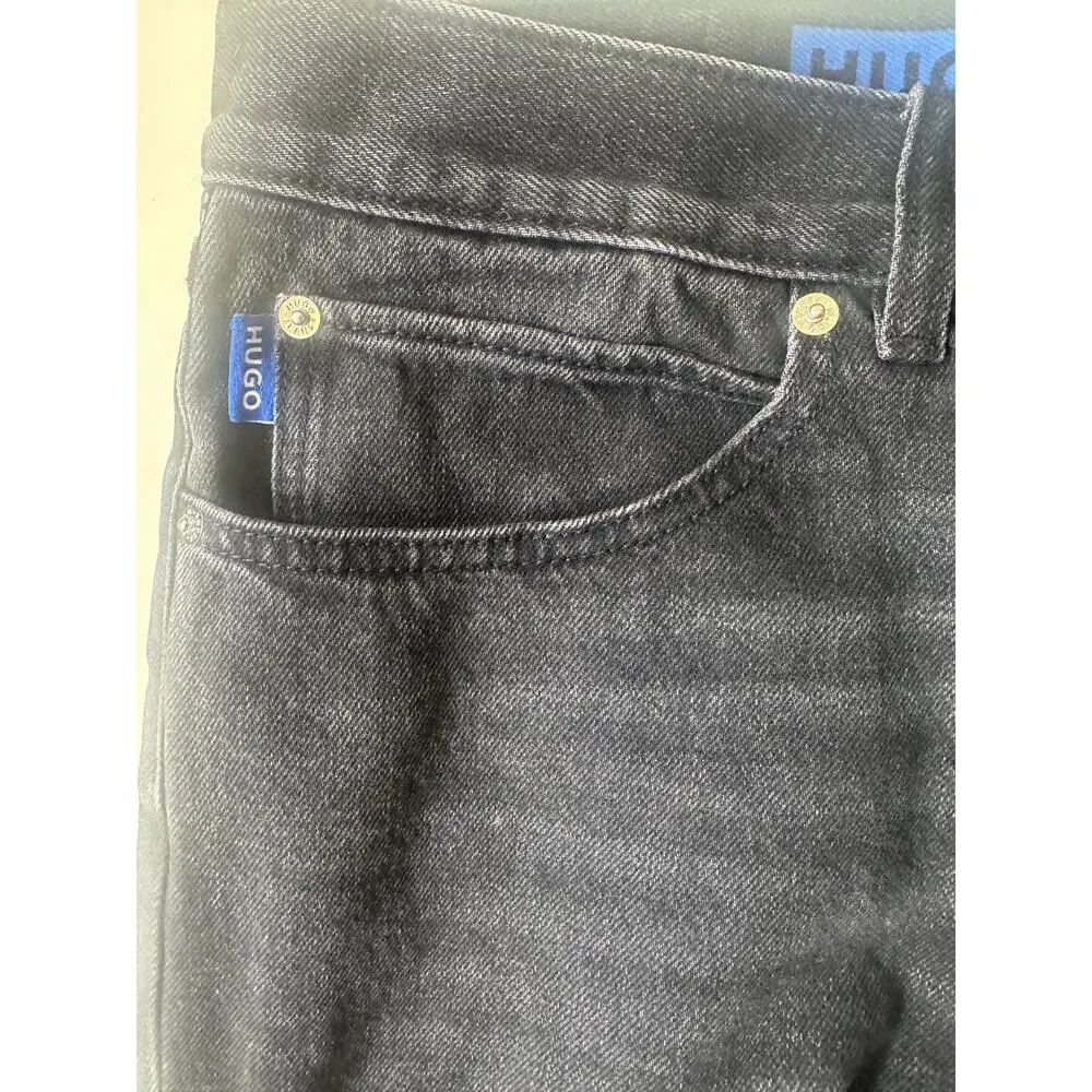 HUGO Boss Jonah Straight Button Fly Jeans Men's 32 x 32 Black Denim NWT